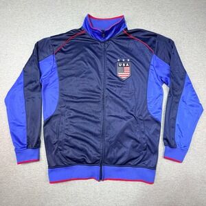 Rhinox USA Soccer‎ Track Jacket Mens Large Navy Blue Full Zip Athletic Coat L